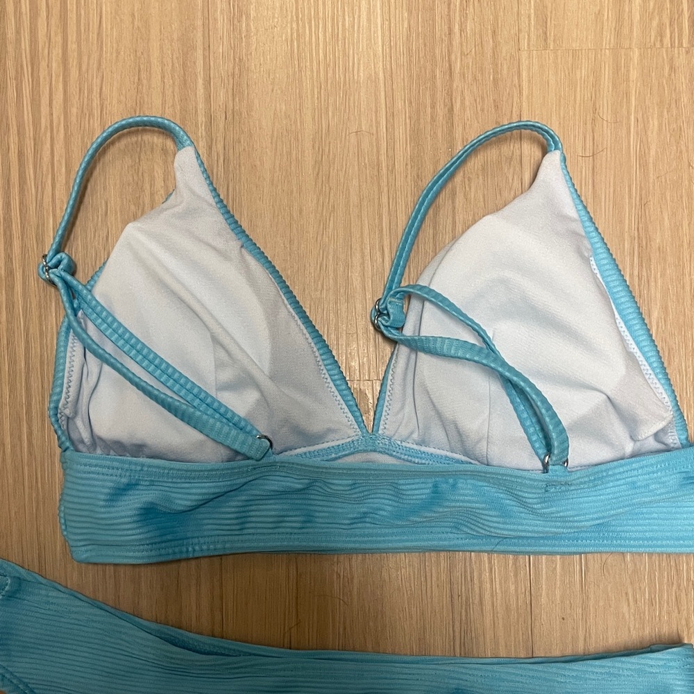 Bright Blue Ribbed Bikini Set-See Measurements - Picture 5 of 8